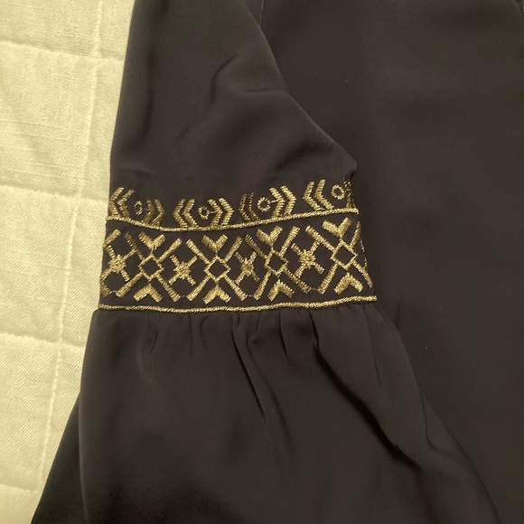 Truly Poppy Navy Blue Blouse With Gold Stitching - Picture 3 of 4